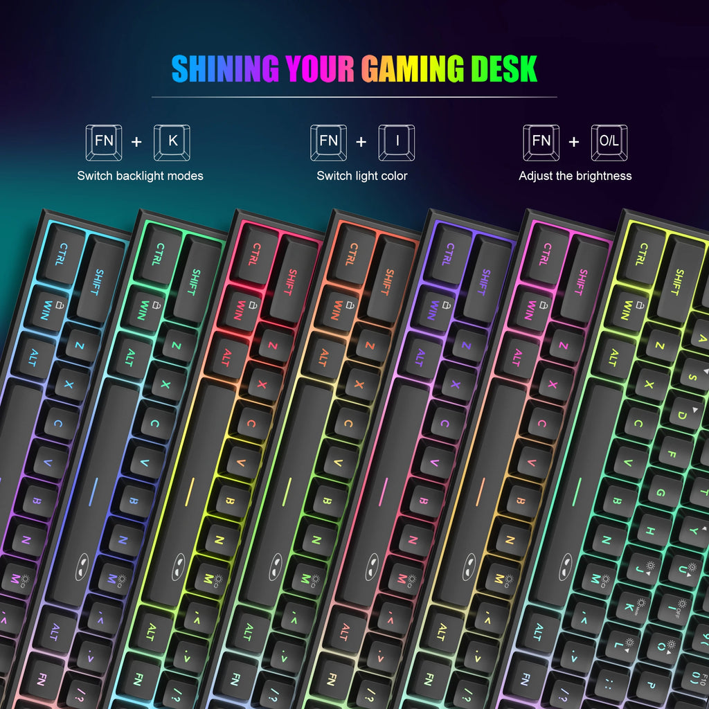 MageGee Mini 60% Gaming Keyboard, RGB Backlit 61 Key Ultra-Compact Key ...