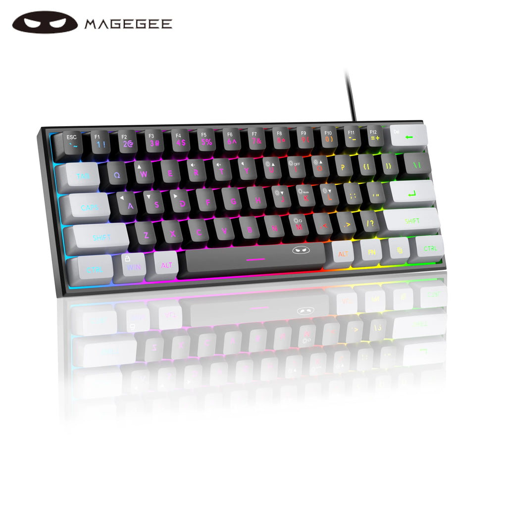 MageGee Mini 60% Gaming Keyboard, RGB Backlit 61 Key Ultra-Compact Key ...
